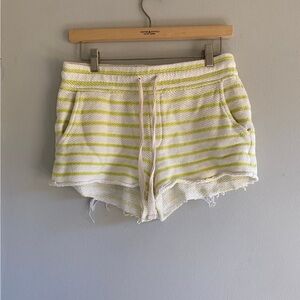 Lou & Grey Anthropologie striped shorts with drawstring waist and frayed hem